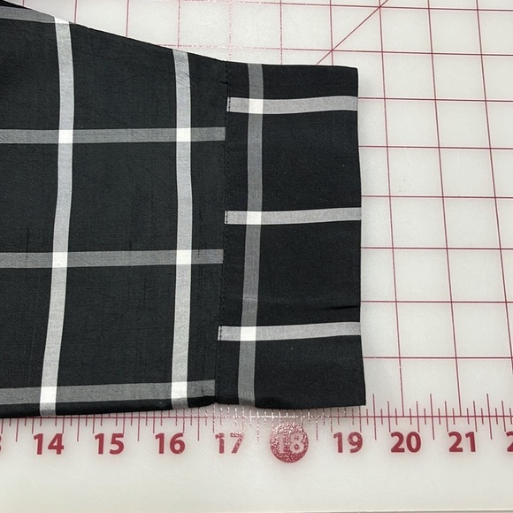 LINEA by LOUIS DELL'OLIO 100% Silk B/W Window Pane 3/4 SLV Career Top/Shacket 1X - Picture 11 of 14